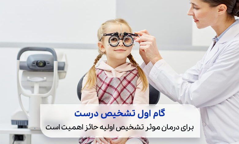 کودکی که برای درمان تنبلی چشم در حال سنجش بینایی است|سیوطب