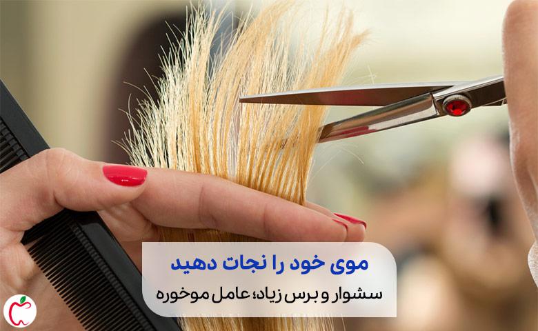 زنی در حال کوتاه کردن مو برای درمان موخوره|سیوطب