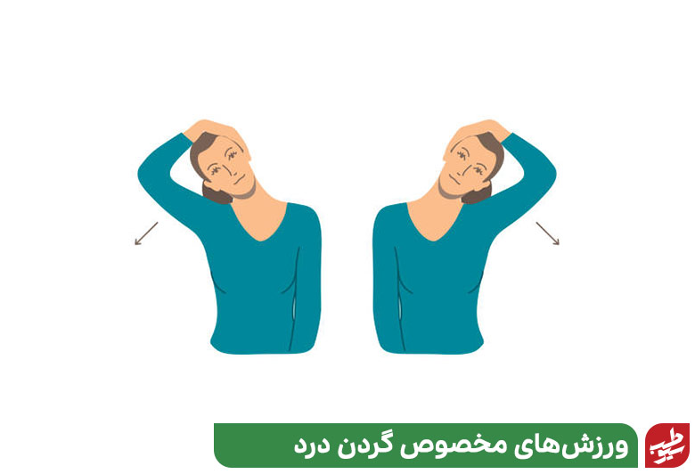 نرمش فشار جلو به سر برای ورزش گردن درد|سیوطب