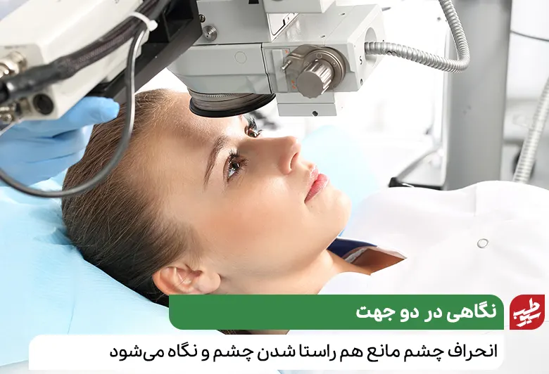 شخصی که برای درمان انحراف چشم به چشم پزشک مراجعه کرده است|سیوطب