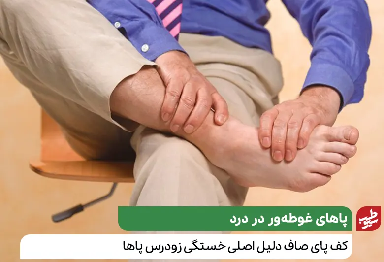  شخصی که به دلیل صافی کف پا دچار درد در کف پاهایش شده است|سیوطب