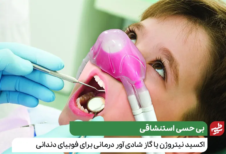 پزشکی که برای جلوگیری از ایجاد فوبیای دندان پزشکی در فرد از بی‌حسی با گاز اکسید نیتروژن استفاده می‌کند|سیوطب