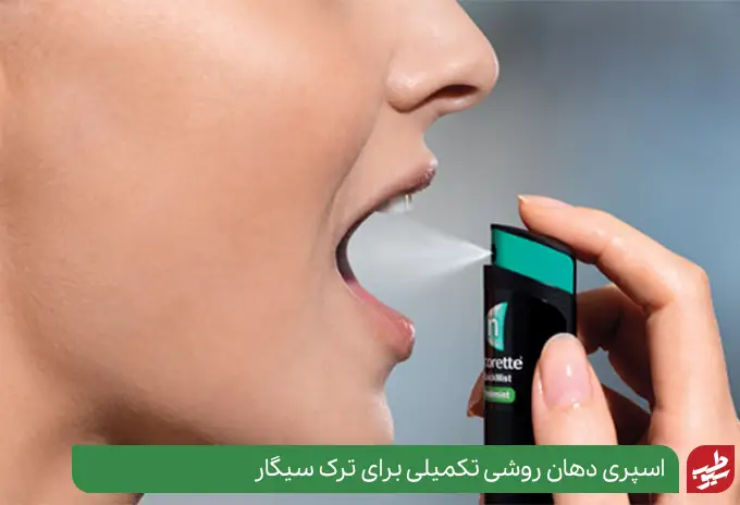 فردی در حال استفاده از اسپری بینی و دهان نیکوتینی به عنوان یکی از راه های ترک سیگار|سیوطب